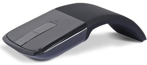 WUDEMWWFE Bluetooth Arc Mouse Foldable Slim and Portable Mini Wireless Computer Travel Mouse Folding Optical Touch Mice for Laptop Tablet - Black