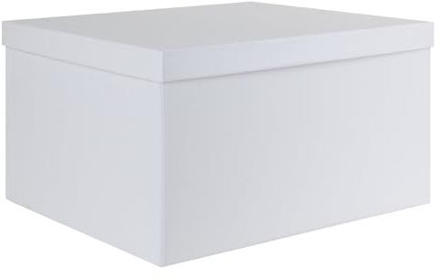 Caja de Almacenamiento, Blanco Cajas Almacenamiento con Tapa 38 x 28 x 19 cm Grande Caja Almacenamiento con Cinta Cajas Almacenamiento Cartón para Hogar Dormitorio Sala de Estar Oficina Escuela