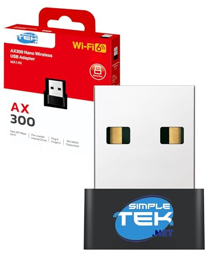 SIMPLETEK - Wi-Fi 6 AX300 Mini Nano USB-minne - Ultra snabb trådlös AX-adapter för Windows och Linux