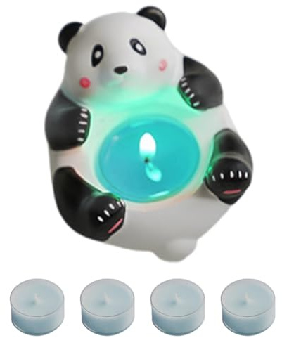 PortaPanda, PortaTealight - Portatealight con statua di panda con 4 tealight profumate | Statuine di piccoli animali per centrotavola e decorazioni per la casa
