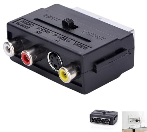 Adattatore SCART a 3X RCA, adattatore SCART a RCA e S-Video IN/OUT, connettore AV analogico con audio stereo e video composito, per TV, VHS, DVD, console retrò e apparecchiature