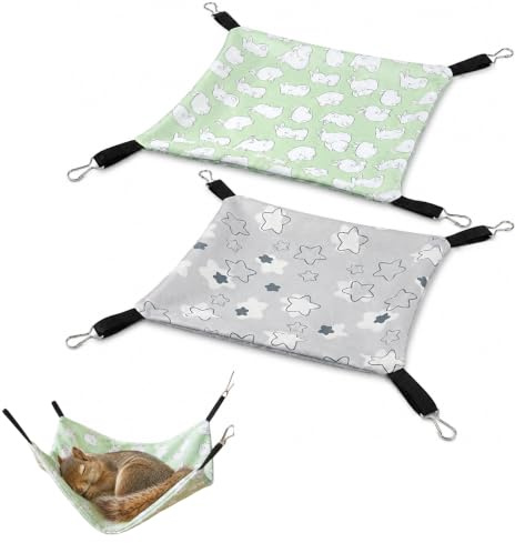 Lot de 2 hamacs pour petits animaux - 28 x 28 cm - Double face respirant - Pour l'été - Lit confortable pour cochon d'Inde - Hamster - Pour les personnes à tête courte