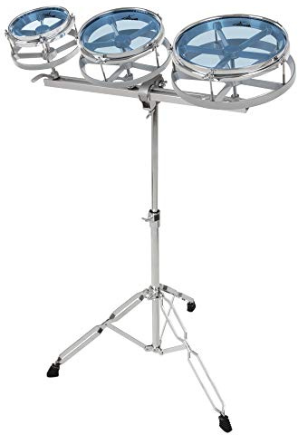 XDrum Rototoms - 6, 8, 10 Percussion Trommeln für Schlagzeug - Doppelstrebige Hardware und verstellbarer Ständer - Silber