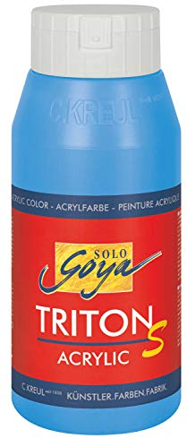 KREUL 17316 - Solo Goya Triton S Acrylfarbe lichtblau, 750 ml Flasche, schnell trocknend mit Glanzeffekt, Farbe auf Wasserbasis, in Studioqualität, vielseitig einsetzbar, gut deckend und ergiebig