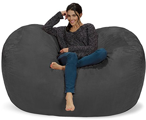 Chill Sack Bean Bag Chair: Huge 6' Memory Foam Furniture Bag and Large Lounger - Big Sofa with Soft Micro Fiber Cover - Charcoal