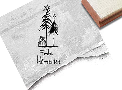 Stempel Weihnachtsstempel GESCHENKE UNTERM TANNENBAUM mit Frohe Weihnachten - Karten Geschenkanhänger Geschenk Weihnachtsdeko - zAcheR-fineT