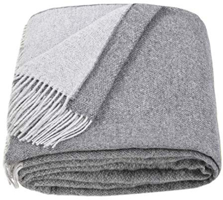LYHome Merino Decke - Kuscheldecke Tagesdecke Sofa Wolldecke, Blanket Überwurfdecke Sofadecke Wohndecke, Flauschige Couchdecke Merinodecke, Flauschig Warm Plaid 140x200 cm Grau - Hellgrau Doppelseitig
