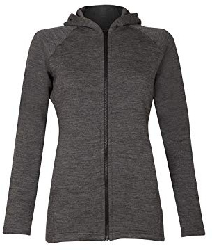 Dilling Frottee Kapuzenjacke für Damen aus 100% Bio-Merinowolle Dunkelgrau Melange 40