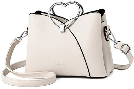 NICOLE & DORIS Borsa alla Moda per Donna in Pelle PU - Tracolla, Mano, Tote Piccola Con Manico Superiore Impermeabile - Bianca