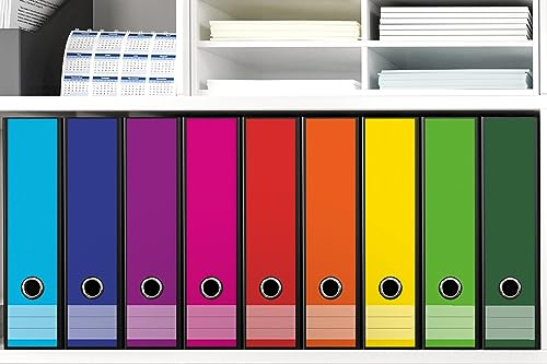 Wallario Ordnerrücken Sticker Kräftiger bunter Regenbogen - Größe 9 Stück, Rückenschilder für 9 breite Ordner, Klebeetiketten