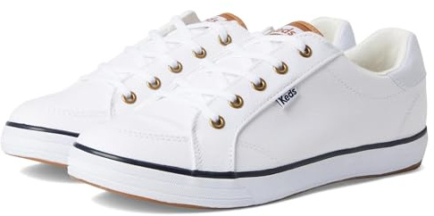 Keds Center 3 Lace Up, Sneaker Womens, White/Navy Canvas, 8 Medium
