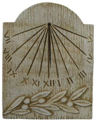Cadran Solaire en béton Mural Branche d'Olivier 3 x 39 x 50 cm Pierre