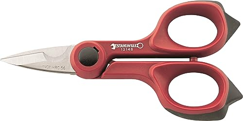 STAHLWILLE 13148 Kabelschere l zum Schneiden von Kabeln, Messing, Kupfer, Aluminium l ermüdungsfreies Arbeiten durch handgerechte 2-K Griffe, rot