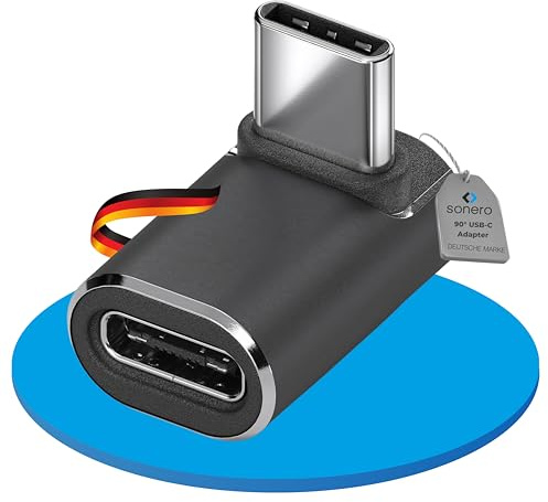 Sonero USB-C maschio a presa USB-C inclinata a 90°, adattatore, 40 Gbps, 240 W, 8K60 Hz, alloggiamento in alluminio, nero