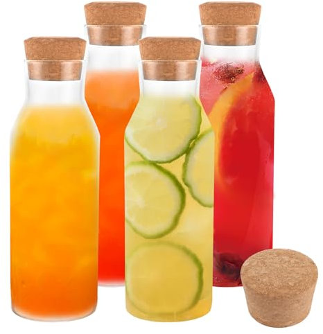 YAYODS - Jarras de agua con tapa de corcho (1,2 L, con tapa de corcho para agua carbonatada, frutas, jugos, restaurantes, fiestas, bodas, cumpleaños, celebración, pase al