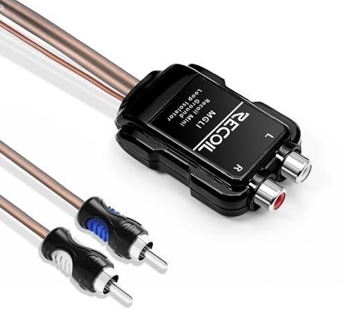 RECOIL MGLI - Amplificador de ruido estéreo RCA de 2 canales con aislamiento de ruido para coche, filtro de señales de audio