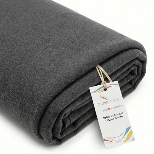 TOLKO Tungt dekomolton tyg 2 mm tjockt | gardintyg 145 cm brett | fotostudio bakgrund, mässor, teaterscen, bio, moltontyg, metervara för dekoration (mörkgrå)