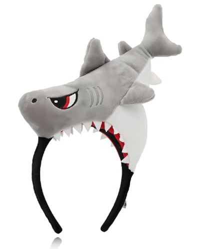 TPZORJX Diadema de tiburón felpa sombrero de tiburón lindo animal gorro de felpa animal diadema tiburón fiesta sombreros de tiburón disfraz de tiburón sombrero para hombres mujeres(Gris)