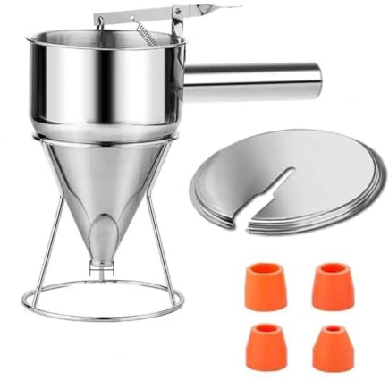 pumpumlia Práctico dispensador de masa cónico de acero inoxidable de 1200 L, gran capacidad para pasteles, salsas, helados, dispensador ergonómico para cocinas domésticas
