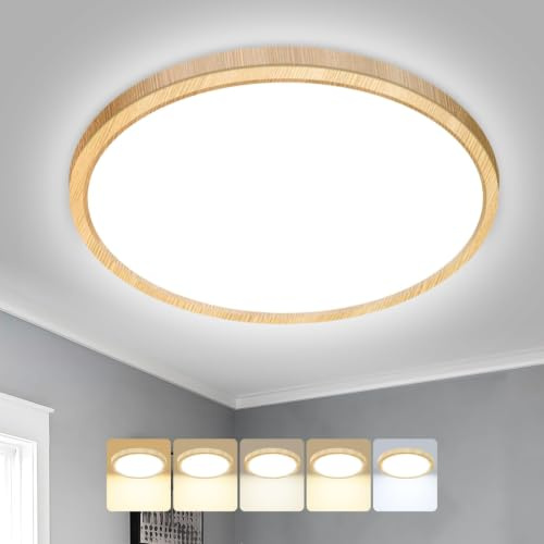 Peasur Plafon Led Techo Baño, Plafon Redondo Techo Led 3000/3500/4000/5000/6500K 18W, Lámpara Delgada Impermeable, Para Sala De Estar Baño Dormitorio Cocina Pasillo Sótano Oficina, 22 * 1.6cm 1Pack