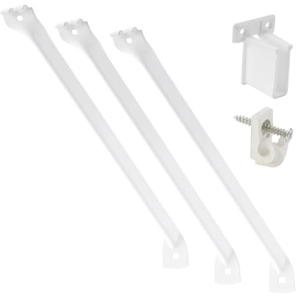 Confezione da 3 staffe per mensole in filo metallico antiruggine Costruzione in acciaio Lunghezza 17, 5 pollici Finitura epossidica Accessori montaggio Staffe per armadio per carichi pesanti