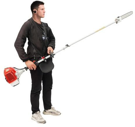 Bensin-hög knapp, utrustad med en 43 cm³ tvåtakts enkelcylinder bensinmotor, med en utdragslängd på 2,4 till 3,5 meter, lämplig för kraftfull och säker skärning i höga trädkronor