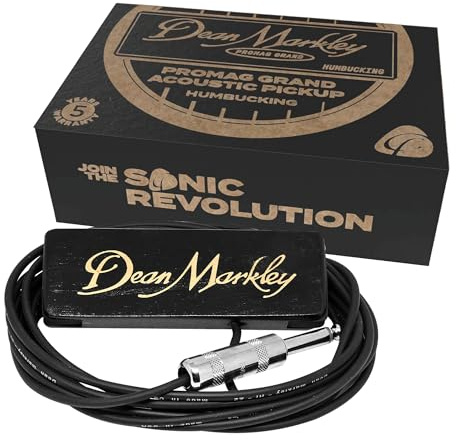 Dean Markley Pro Mag Grand Acoustic Guitar Humbucker Pickups, Maple Wood Design Soundhole Pickup Ebony Finish, Hum-Cancelling Acoustic Guitar Pickup for Studio Recording and Live Performance