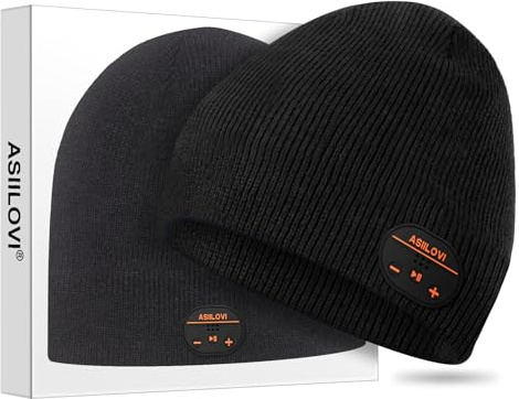 ASIILOVI Bluetooth Mütze, Bluetooth 5.0 kabellos Winter Warm Strick Hutmütze mit doppeltem Fleecefutter, Mikrofon und HD-Lautsprechern, Geschenke für Familien Thanksgiving im Freien Weihnachten-Unisex