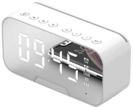 Sveglia digitale con Bluetooth, con funzione di ricarica USB, con doppia sveglia digitale, dimmerabile, con display a LED, con sensore di temperatura e luce notturna, radio FM, 5.0 Bluetooth, AUX TF