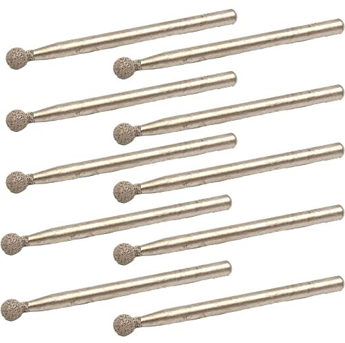 10 brocas de cabeza esférica de bola de diamante, herramientas rotativas de punta montada para tallar, grabado, lijado (3 x 3 mm)