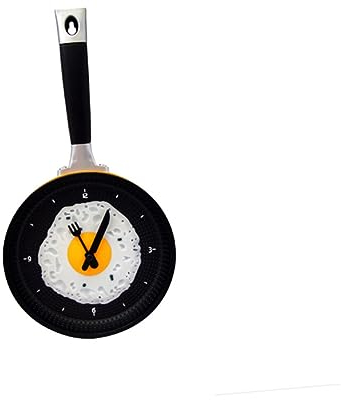 Artibetter Gelbe Wanduhr Bratpfanne - Moderne Uhr Batterie Gelb Bratdesign Dekor Omelette Zuhause Ohne Ei Grillplatte
