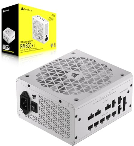 CORSAIR RM850x Shift Fuente de Alimentación ATX Totalmente Modular - Interfaz Lateral Modular - Compatible con ATX 3.1 y PCIe 5.1 - Modo Ventilador a Cero RPM - Eficiencia 80 Plus Gold - Blanco