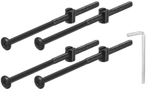 QUARKZMAN 4Pcs Tornillos de Cabeza Hexagonal con Tuercas de Barril, Tornillos de Muebles de Cabeza Hexagonal M6 x 120mm con Llave para Sillas, Negro