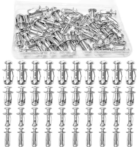 Neikafan 40 Piezas Tuercas de Expansión M4 M5 M6 M8 Tuercas de Remache de Pétalo, Clavijas de Fijación con Tornillos para Pared Hueca, Hierro, Línea de Piel, Uso en Pared Fina y Suave