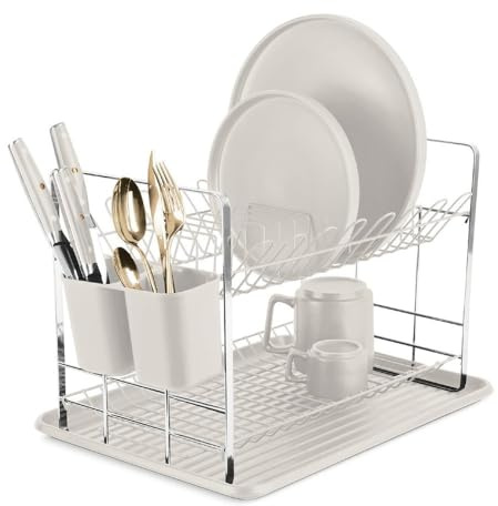 Berlinger Haus Abtropfgestell mit 2 Etagen/Geschirrständer für Küchentheke/Mattes Creme/Sahara Collection