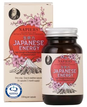 Napiers Japanese Energy Ubiquinol CoQ10 100mg - Kaneka Ubiquinol - 30 Capsules (1 Month Supply)