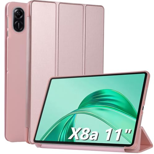 WD&CD Cuero Funda Compatible para Honor Pad X8a, 11 Pulgadas, Protector Compatible con Honor Pad X8a, Soft Caso Carcasa Case Libro de Cuero con Soporte Función, Oro Rosa