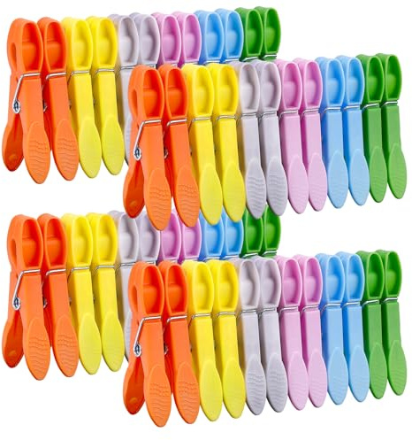 Senbowe 48 Pack Colorful Plastic Clothespins,Heavy Duty Clothes Pins Clips with Springs,Non-Slip Clips for Hanging Clothes,Towels,Crafts,Picture Clips Food Package Clips,Air-Drying Clothing Pin Set