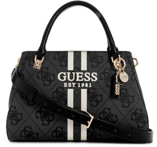 GUESS Noelle II Luxury Satchel Bag Coal Logo