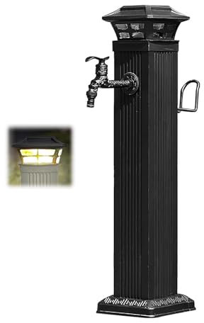 Fuente Jardin Exterior, Columna de Agua con Luz Solar para Exteriores, Grifo Vertical Anticongelante para Jardín, Accesorio Decorativo y Duradero para Jardín, Fuente Decorativa(65cm/26in)