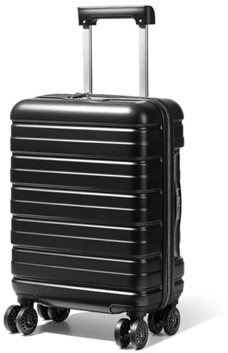 Lekesky Handgepäck Koffer 55x35x25cm - Trolley Handgepäck mit TSA Schloss und 4 Rollen,Leicht Hartschale für Lufthansa, Eurowings, EasyJet, 38L, Schwarz