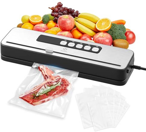 WOOX Envasadora al Vacío, Máquina Envasadora al Vacio Domestica Rápida y Compacta, Incluye 10 Bolsas, Alta Velocidad de Trabajo Continuo, para la conservación de alimentos secos y húmedos
