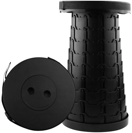 LxsNyvantic Tabouret pliable,Tabouret pliant portable,réglable en hauteur, capacité de charge jusqu'à 200 kg, adapté au camping en plein air, à la randonnée en plein air, à la fête,à la cuisine (noir)