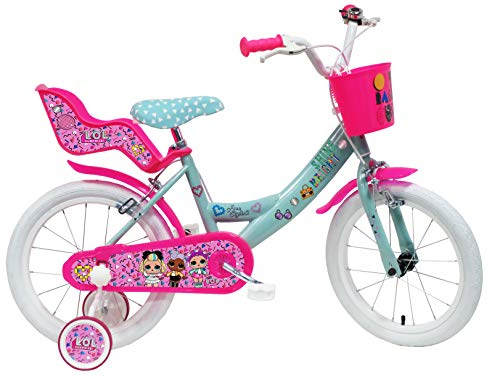 Denver Mädchen Mädchenfahrrad 16 Zoll LOL 2 Bremsen, Rosa, Türkis, Weiß, (40,64 cm)