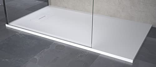 Novellini Novosolid Receveur de douche 140 x 100 cm Épaisseur 3,5 cm Couleur Blanc Résine Bain Eau Installation Support Fil Sol Revendeur Autorisé Maison Découpable