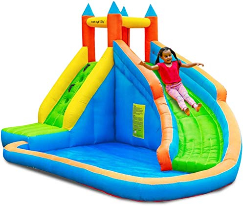Château Aquatique Gonflable pour Enfants 4m : Aire de Jeux avec Escalade, Tobbogan et Piscine/Pateaugoire - L400 x P300 x H250 cm - Aqua Park