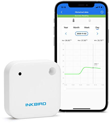 Inkbird IBS-TH2 Thermomètre Hygromètre Bluetooth Enregistreur Temperature Humidite Magnétique Étanche,Capteur Intelligent Intégré,pour Nourriture,Reptiles,Frigo,Serre,Cave Vin,Terrarium