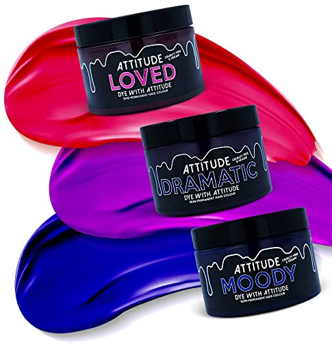 Attitude Hair Dye - JEWEL TONES Trio Combo de tintes semipermanentes para el cabello - Rosado/Azul