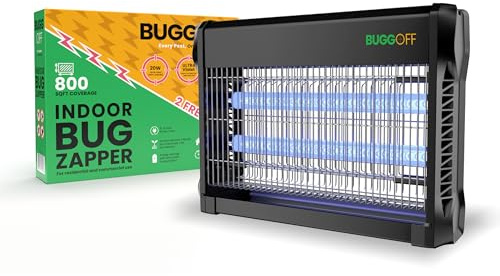 Elektrisk insektsdödare inomhus, 800 SQFT täckning, 3 500 volt fantastisk kraft, 20 watt, dödar myggnät, flugor och mer. 5 års garanti, X2 gratis Repalcment glödlampa