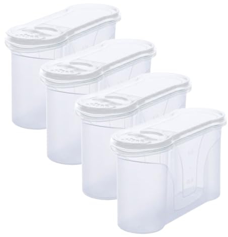 Novaliv Schüttdosen 4 STÜCK Vorratsdose zum Streuen 1,3 Liter - Maße (LxBxH): 22 x 13 x 8,5 cm - Dose mit Deckel 1l für Müsli Mehl Zucker Dosen Küchen Organizer Food Box Meal-Prep-Boxen